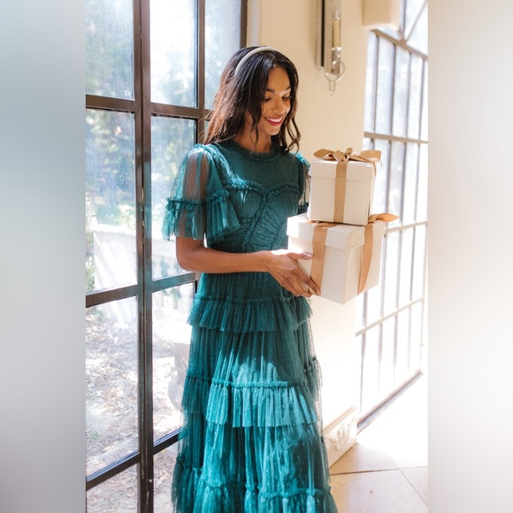 NWT Ivy City Co. Whimsical Dress in Emerald | Size L - Picture 4 of 10